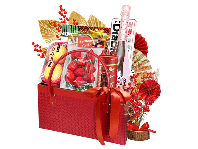 CNY Gift Hamper - Good Luck New Year Food Wine and Fruit Gift Hamper FH244 - CH21204B8 Photo